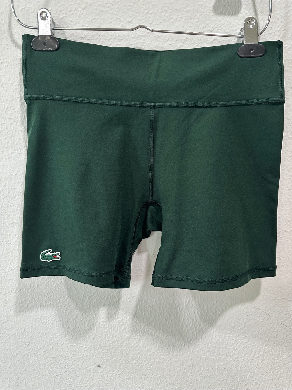 Lacoste White Tennis Dress with Green Trim and Dark Green Shorts set - Picture 11 of 13